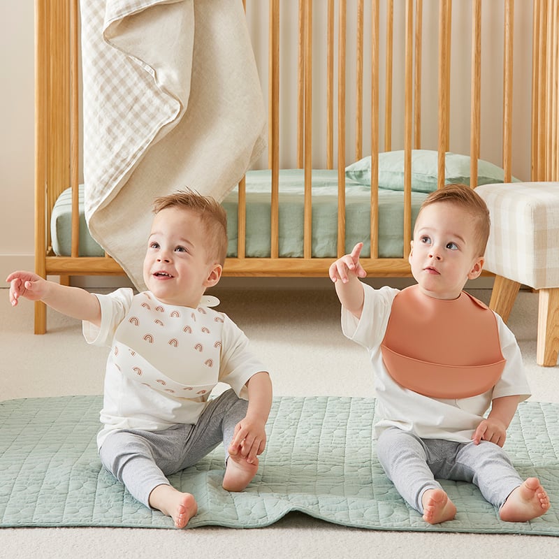 Silicon Rainbows Meal Time Collection Bib 2 Pack