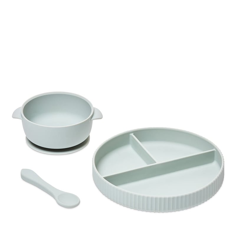 Silicon Sage Meal Time Collection Plate, Bowl & Spoon Set