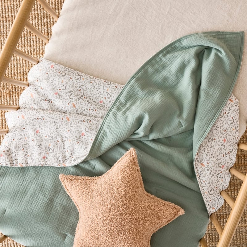 Maxwell Forest Leaf Fern Muslin Coverlet