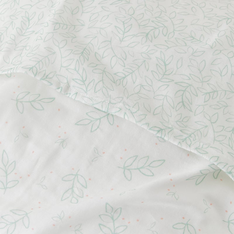 Fluttering Leaf Sage Natural Cotton Muslin Baby Swaddles 2pk