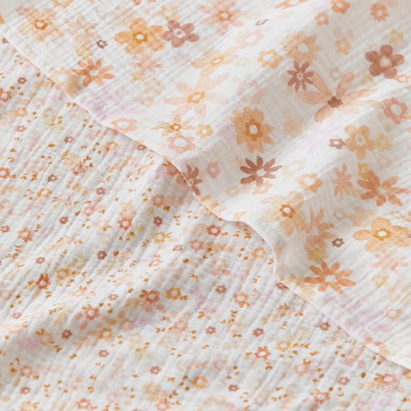 Dahlia Floral Natural Muslin Baby Swaddles 2pk