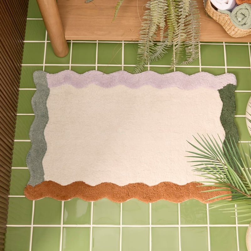 Scallop Frame Seafoam & Lilac Bath Mat