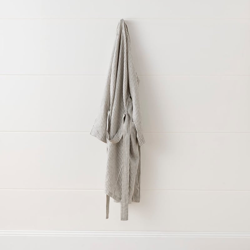 Vintage Washed Linen Linen & Cypress Stripe Robe