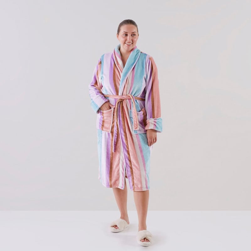 Printed Ultra Soft Neapolitan Multi Stripe Robe