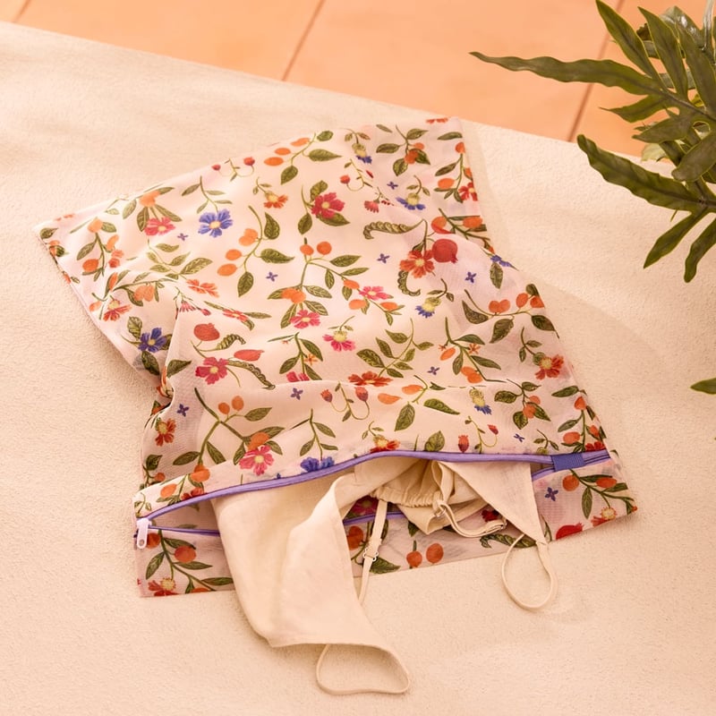 Soft Apricot Fiesta Floral Laundry Wash Bag