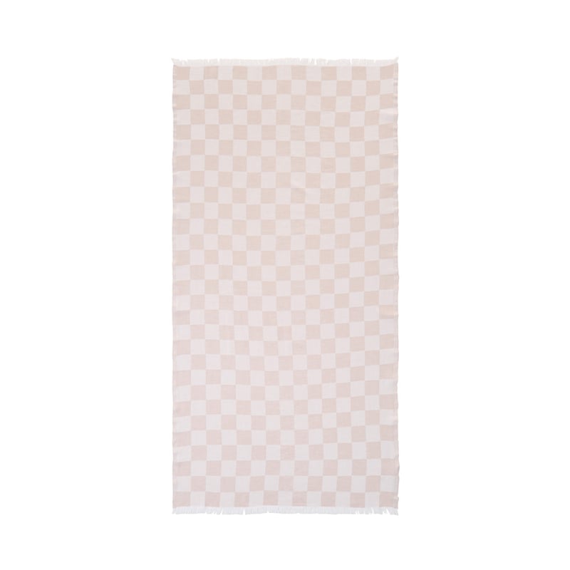 European Natural Check Turkish Peshtemal Beach Towel