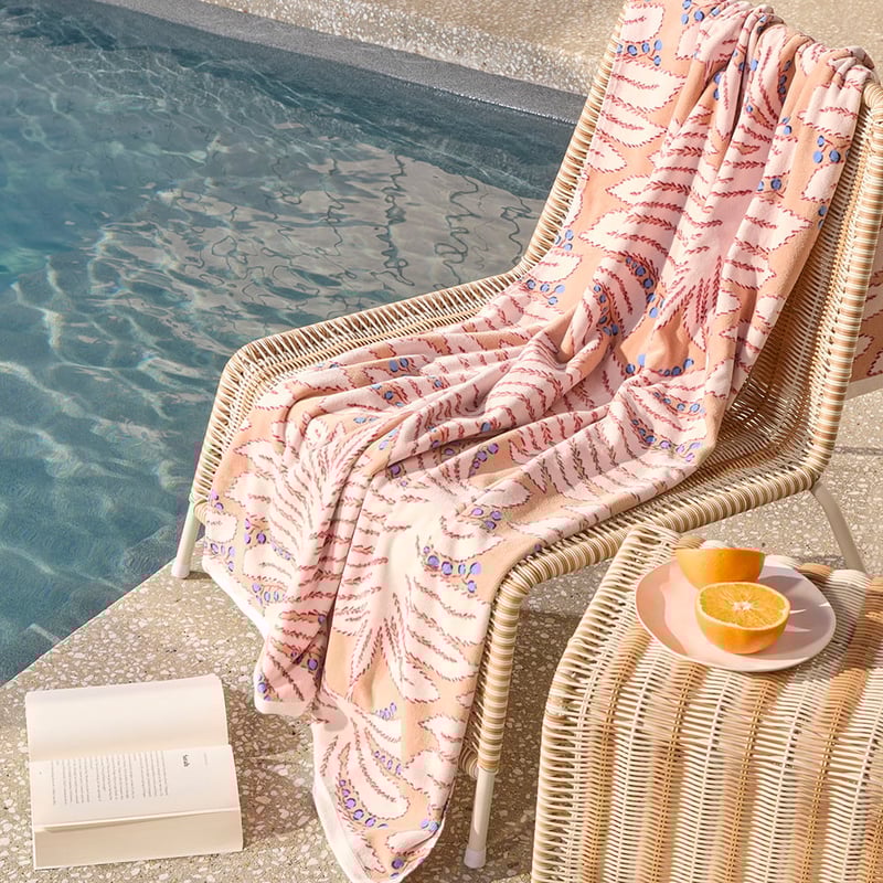 Luxe Natural Foliage Velour Beach Towel