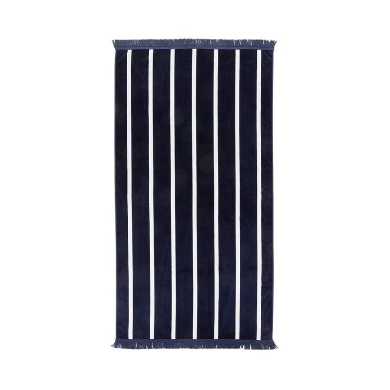 Luxe Indigo Stripe Velour Beach Towel