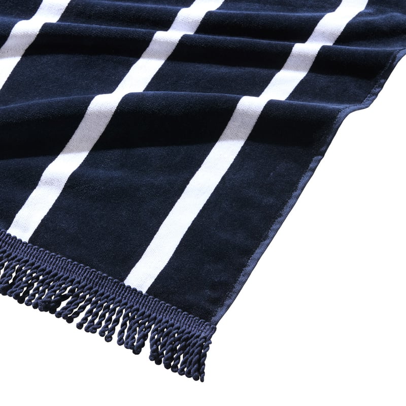 Luxe Indigo Stripe Velour Beach Towel