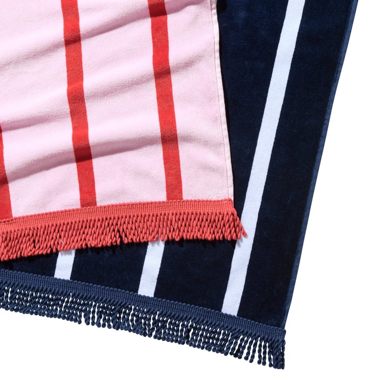 Luxe Indigo Stripe Velour Beach Towel