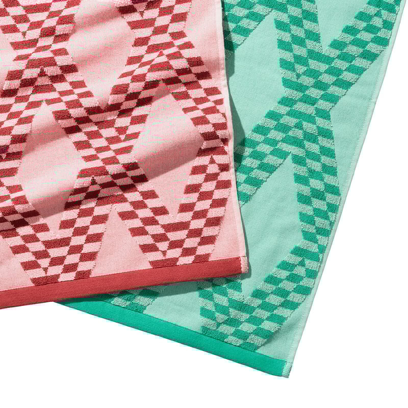 Terry Textured Green Diamond Beach Towel