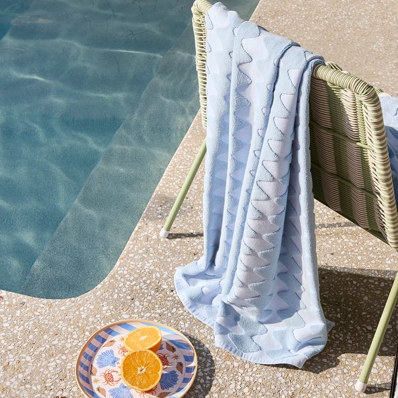 Terry Textured Chambray Blue Beach Towel