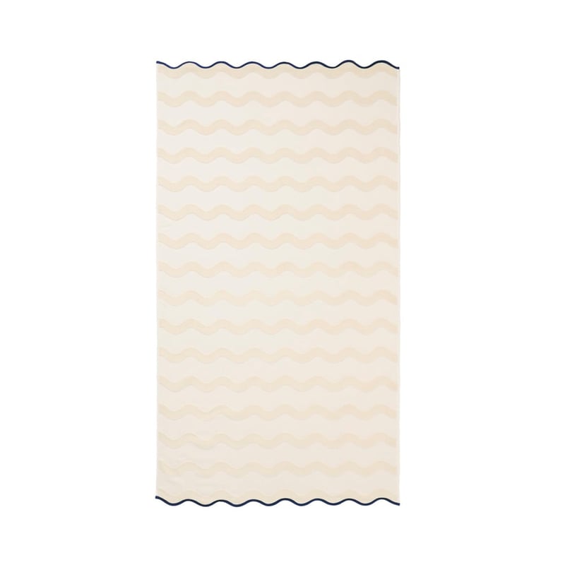 Terry Textured Cream & Navy Beach Towel