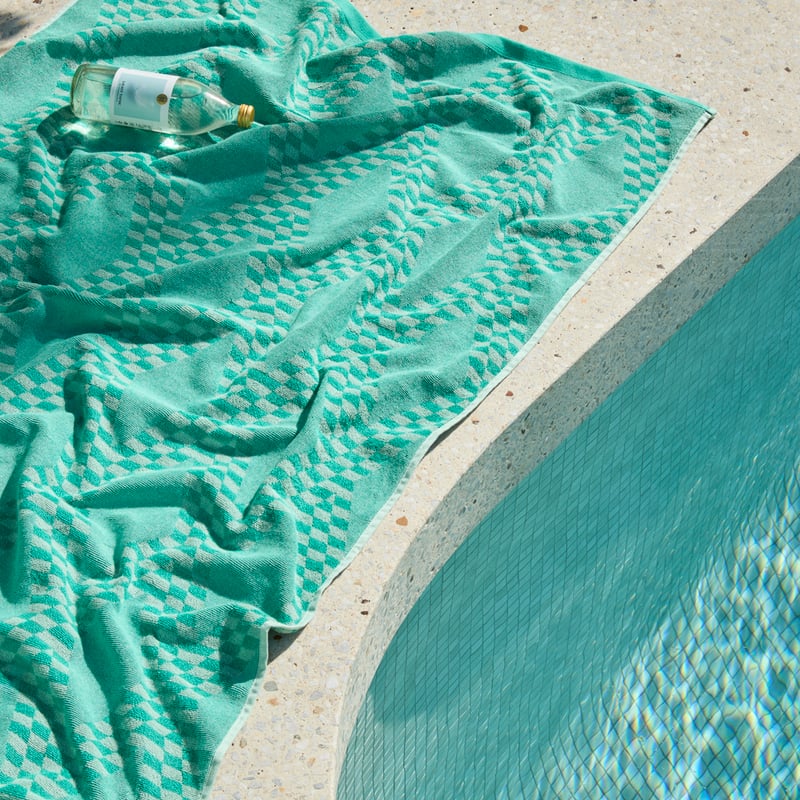 Terry Textured Green Diamond Beach Towel