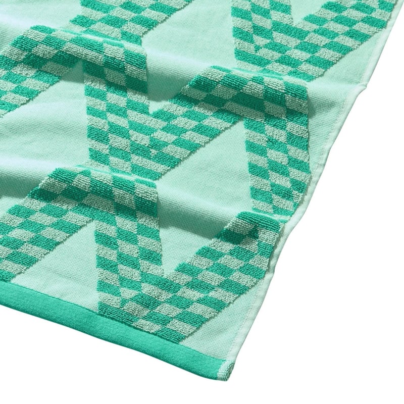 Terry Textured Green Diamond Beach Towel