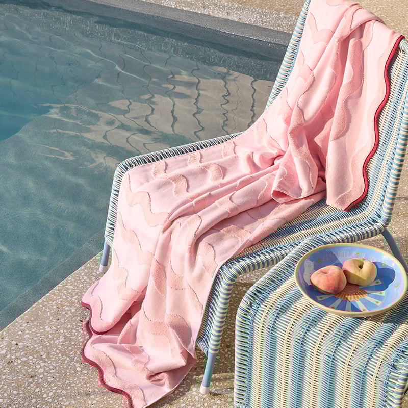 Terry Textured Pink & Burgundy Beach Towel