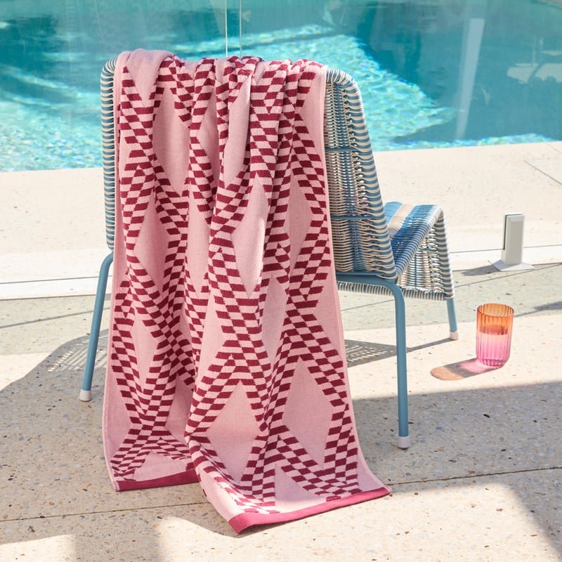 Terry Textured Red Diamond Beach Towel