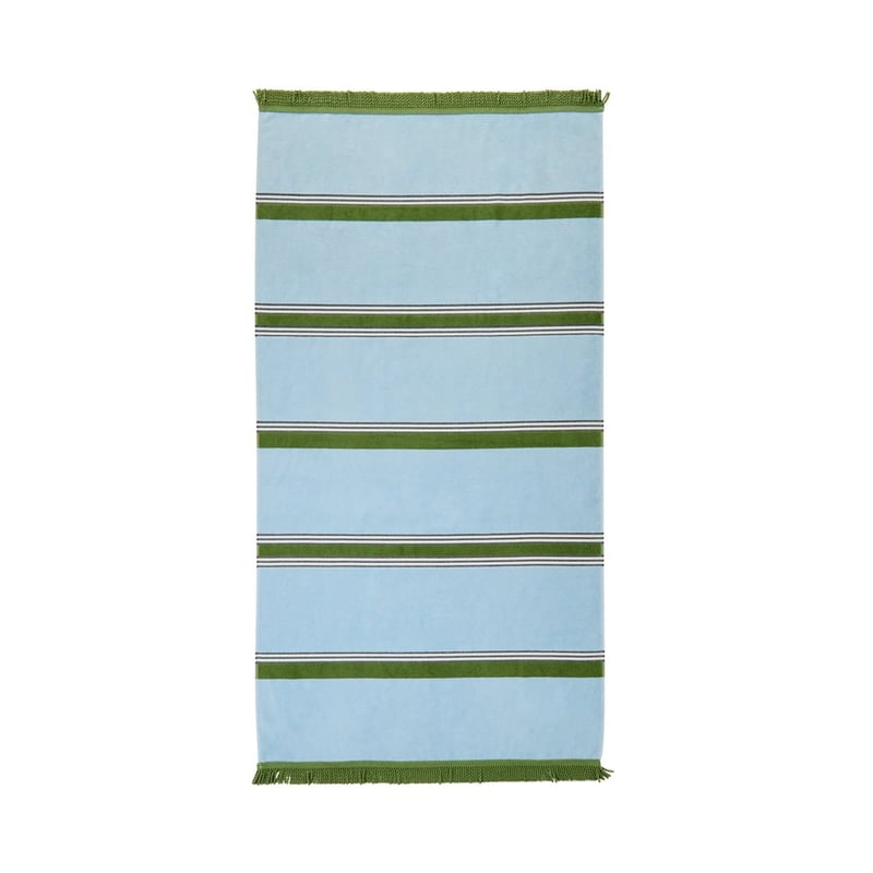 Terry Textured Soft Blue Stripe Beach Towel
