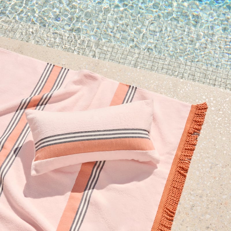 Soft Pink Stripe Inflatable Beach Pillow