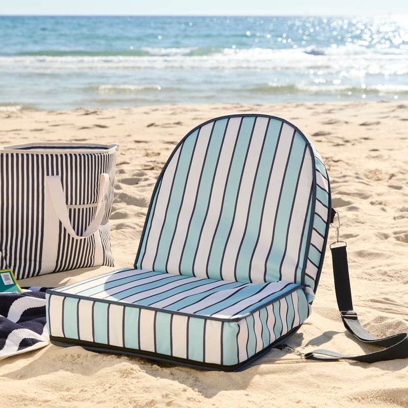 Blues Stripe Padded Canvas Beach Chair