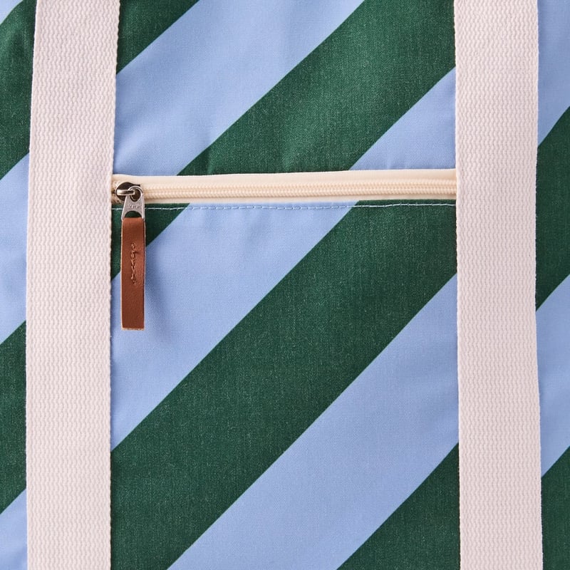 Large Forest & Chambray Stripe Beach Cooler Bag