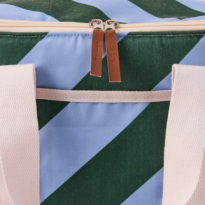Small Forest & Chambray Stripe Beach Cooler Bag