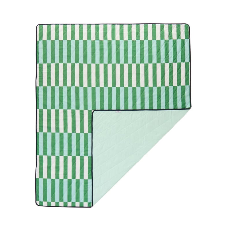 Green Stripe Cabana Umbrella Picnic Rug
