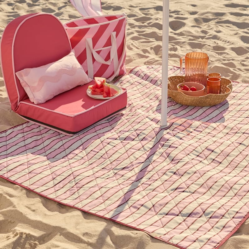 Pinks Stripe Cabana Umbrella Picnic Rug