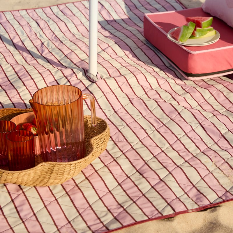 Pinks Stripe Cabana Umbrella Picnic Rug