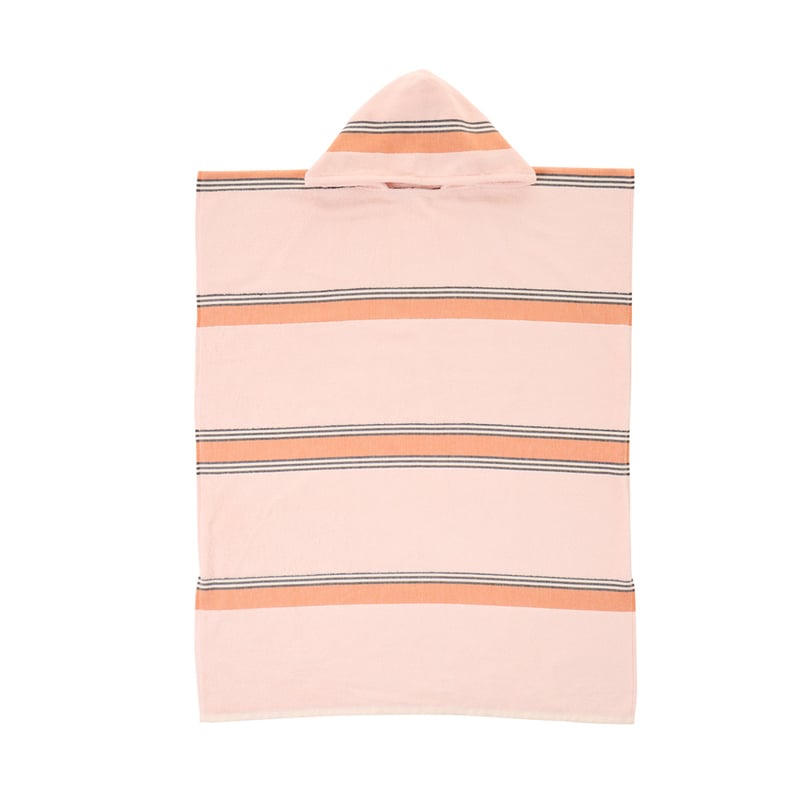 Terry Textured Soft Pink Stripe Hooded Beach Towel