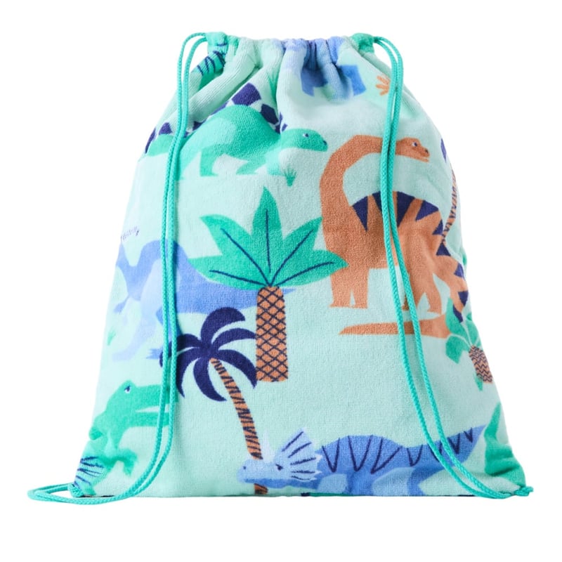 Kids Beach Dino Roar Waterproof Lined Draw String Bag