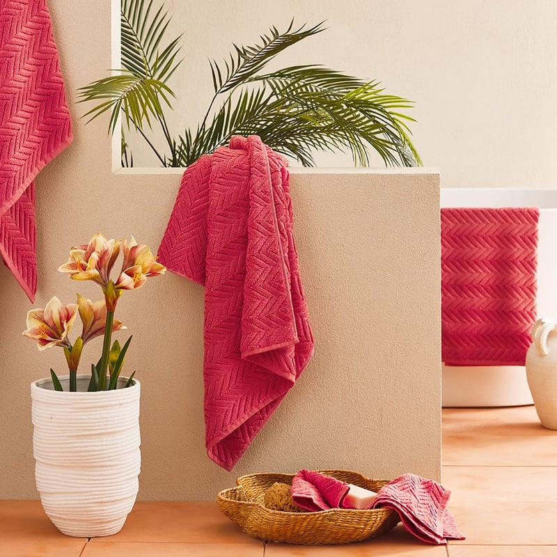 Mimosa Textured Strawberry Marle Towel Range