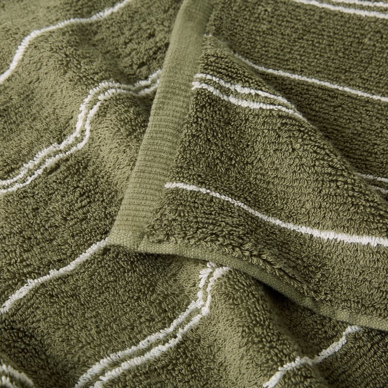 Hudson Stripe Avocado & Natural Towel Range