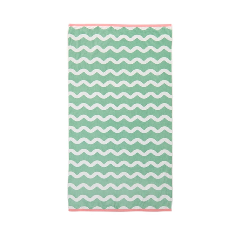 Luxe Velour Aqua & White Wave Beach Towel