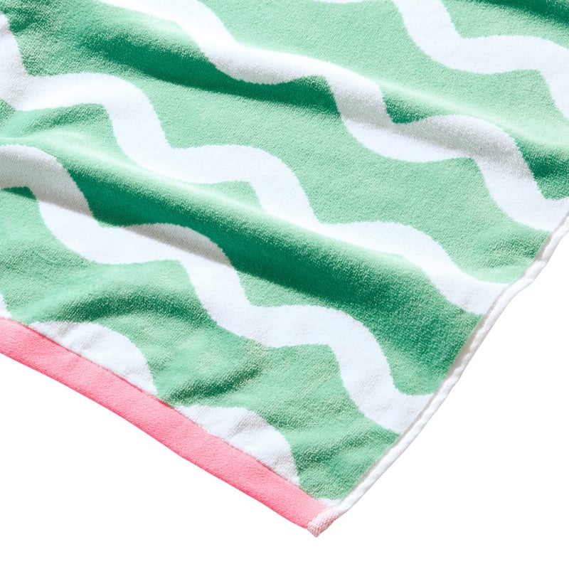 Luxe Velour Aqua & White Wave Beach Towel