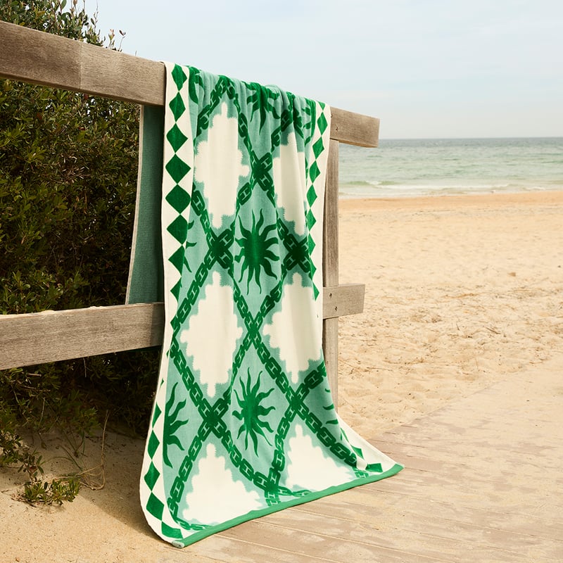Luxe Velour Sun Tile Green Beach Towel