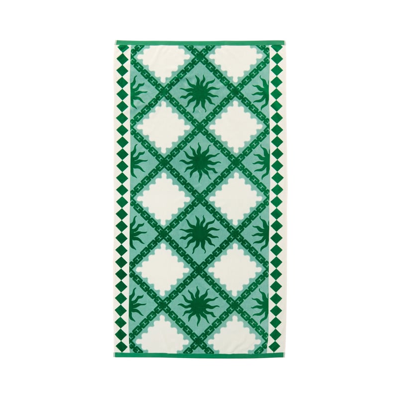 Luxe Velour Sun Tile Green Beach Towel