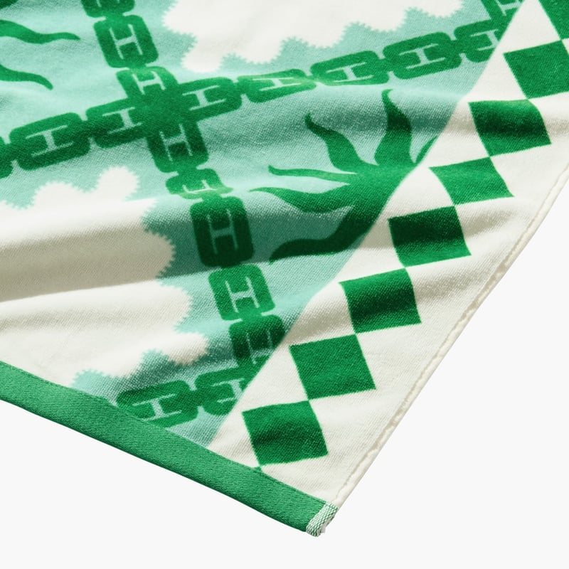 Luxe Velour Sun Tile Green Beach Towel