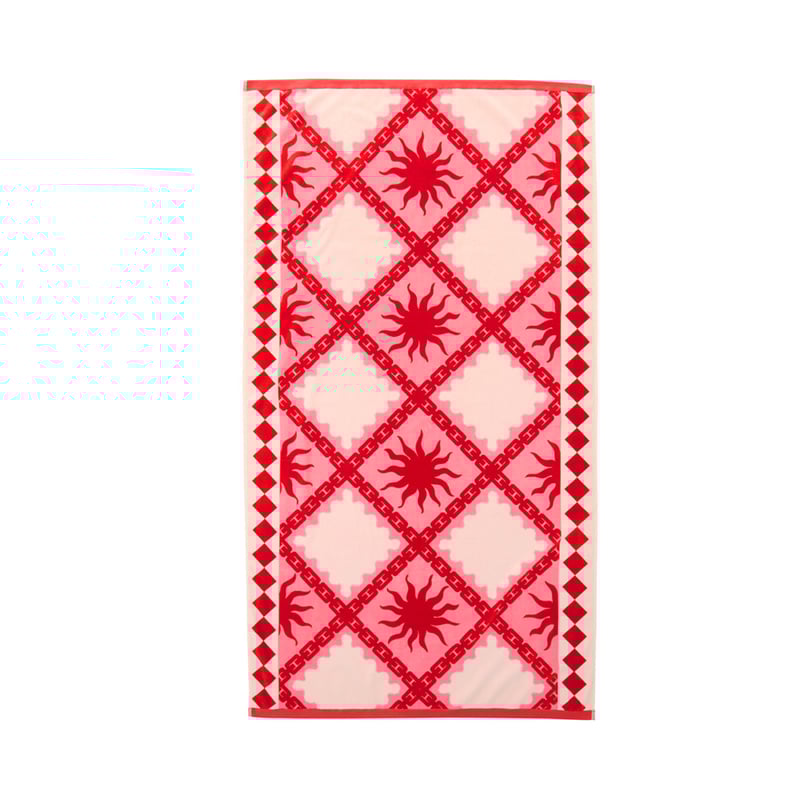 Luxe Velour Sun Tile Pink Beach Towel