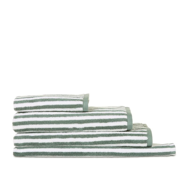 Ruby Seagrass & White Stripe Towel Range
