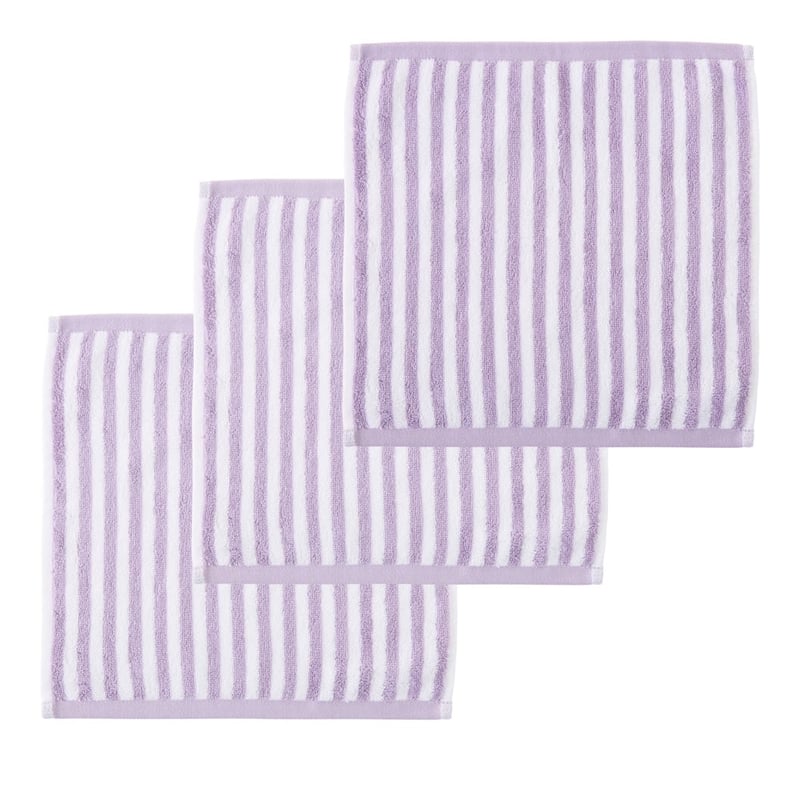 Ruby Lilac & White Stripe Face Washer Pack of 3