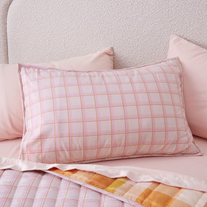 Flannelette Printed Melrose Check Spice Quilted Pillowcases