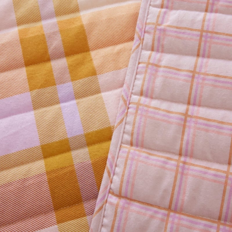 Flannelette Printed Melrose Check Spice Quilted Coverlet Separates