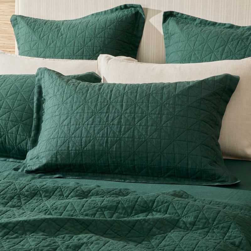 Vintage Washed Linen Balsam Quilted Coverlet Separates