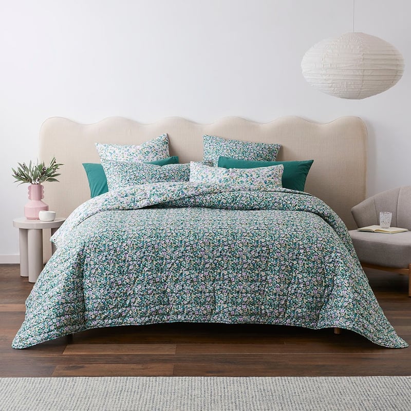 Holly Green Floral Quilted Coverlet Separates