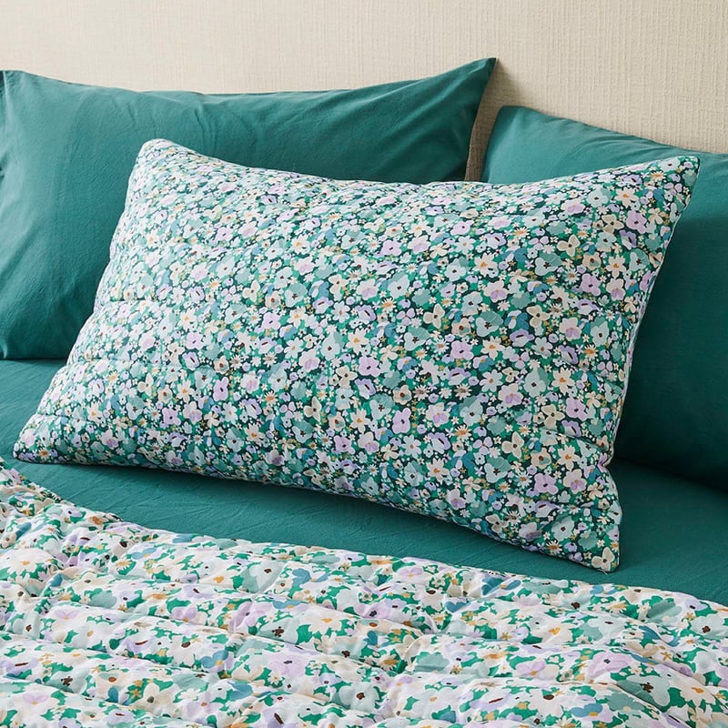 Holly Green Floral Quilted Coverlet Separates