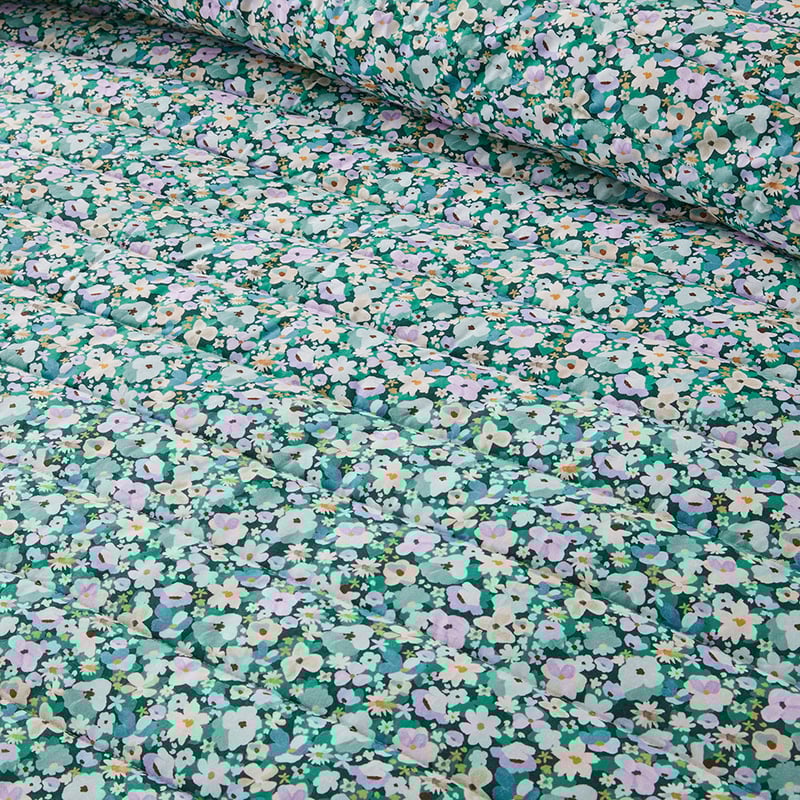 Holly Green Floral Quilted Coverlet Separates