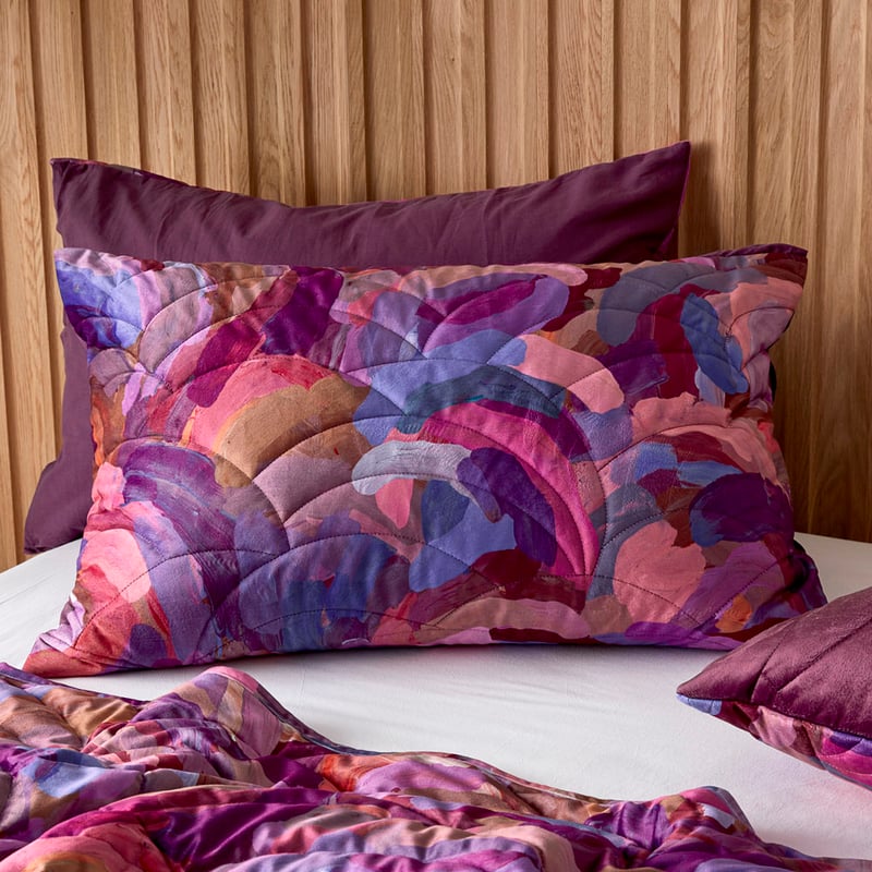 Erin Reinboth Raspberry Dreaming Velvet Quilted Pillowcases