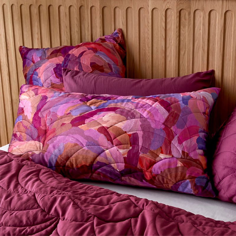 Erin Reinboth Raspberry Dreaming Velvet Quilted Pillowcases