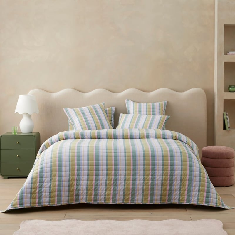 Sephora Stripe Garden Green Quilted Pillowcases